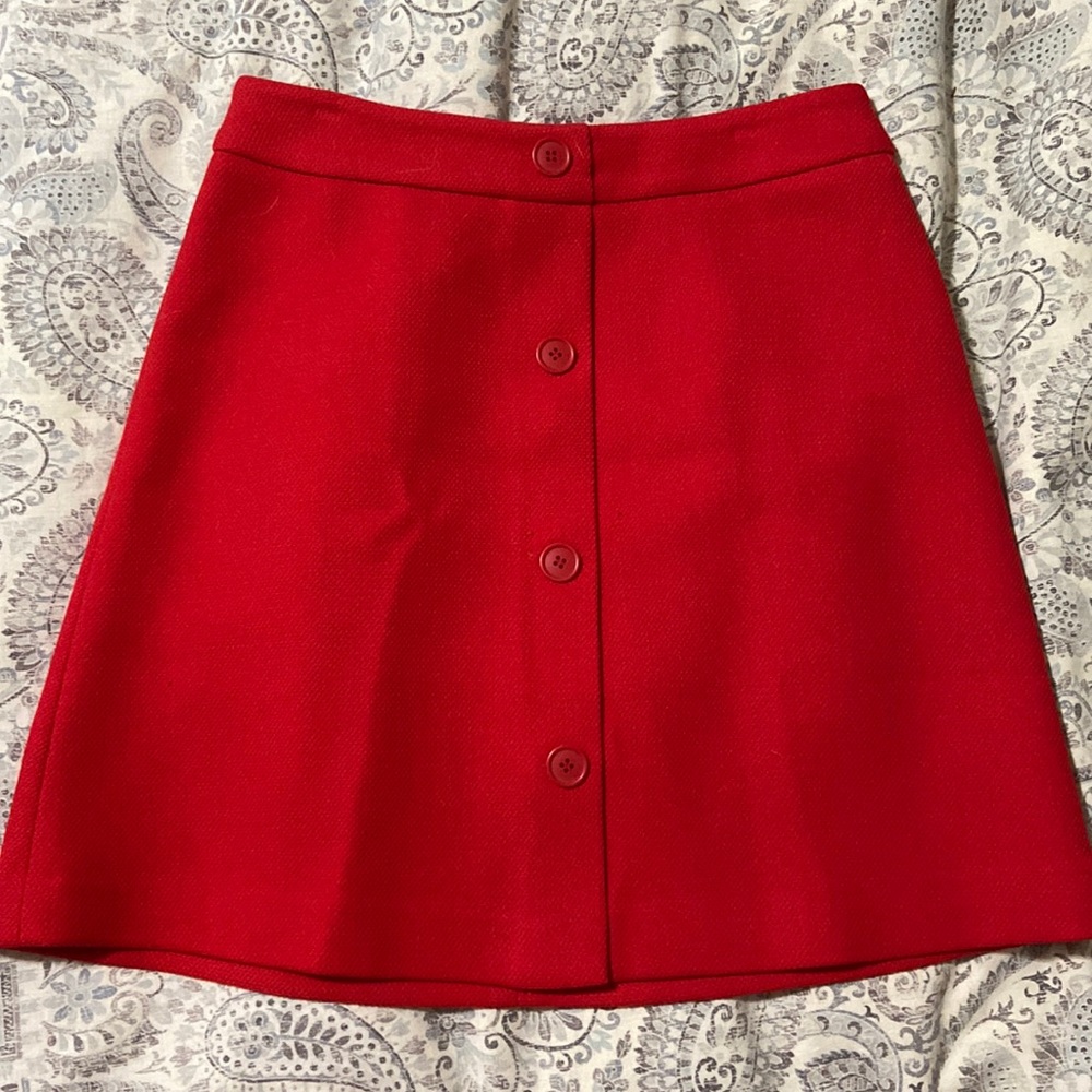 1901 Red Buttoned Skirt with Zip in Back